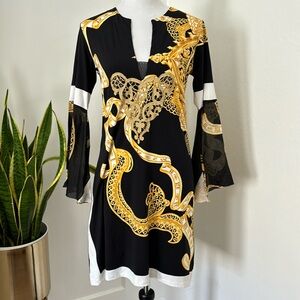 Raffaela Gold Printed Dress size 2